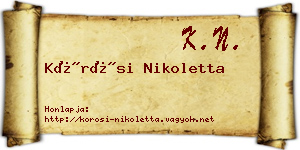 Kőrösi Nikoletta névjegykártya